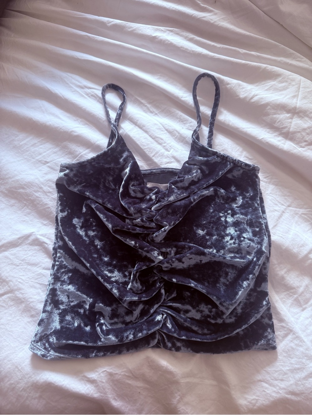 Urban Outfitters Charcoal Crushed Velvet Ruched Cami